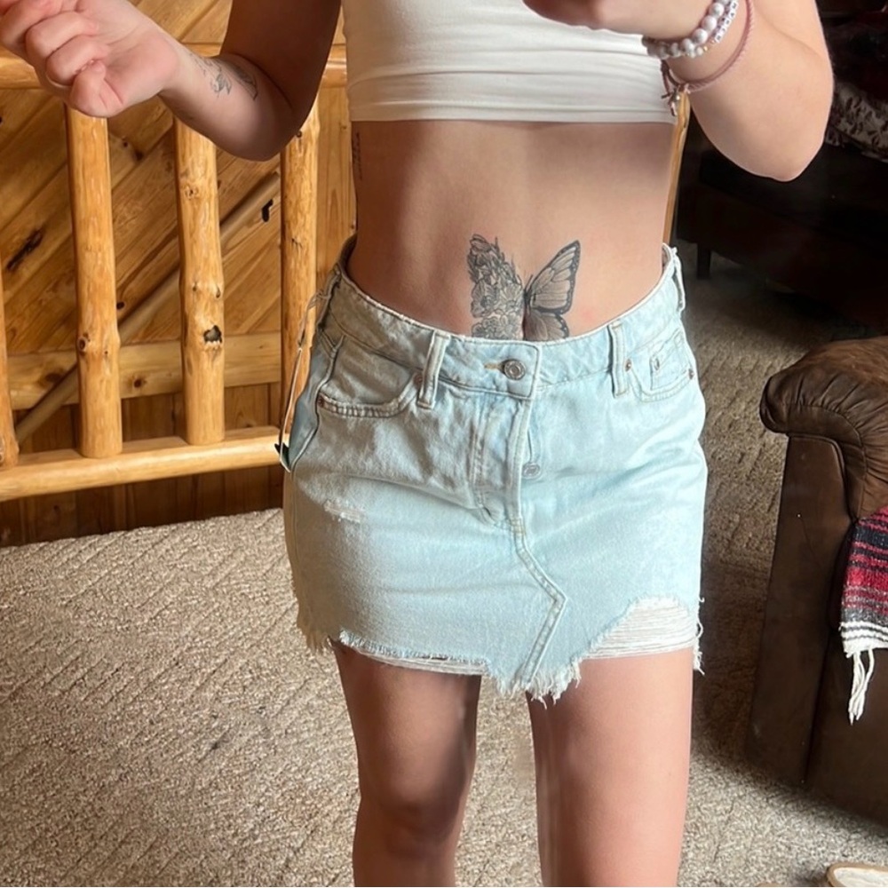 H&M Light Blue Denim Mini Skirt